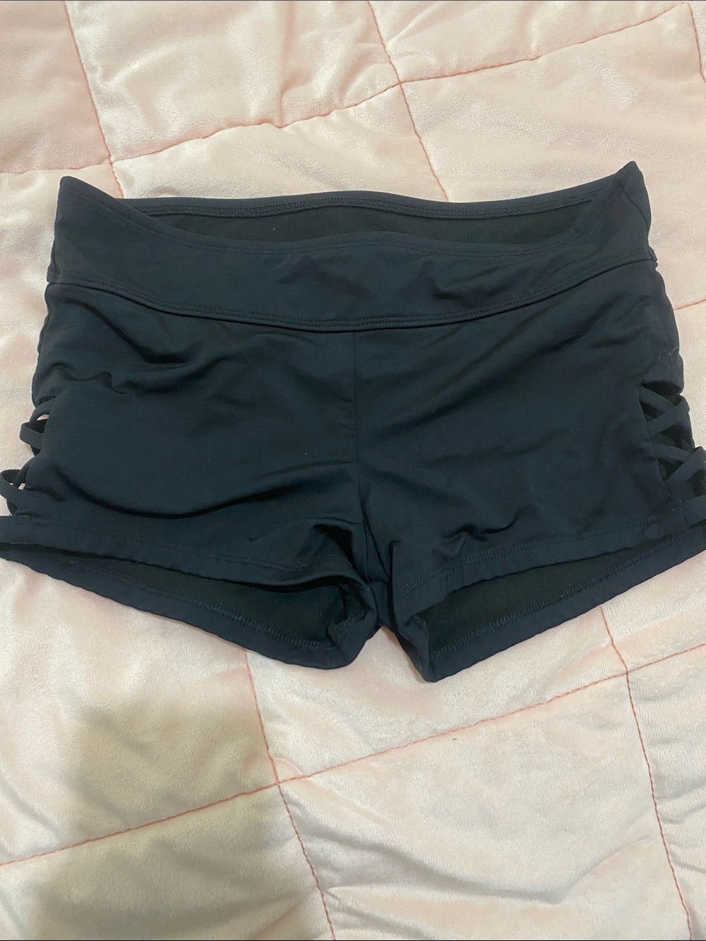 Kona Sol Black Strappy Side Swim Shorts